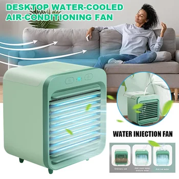 

Mini Rechargeable Water-cooled Air Conditioner Portable USB Desktop Cooling Fan Air Cooler for Summer Humidifier Home New