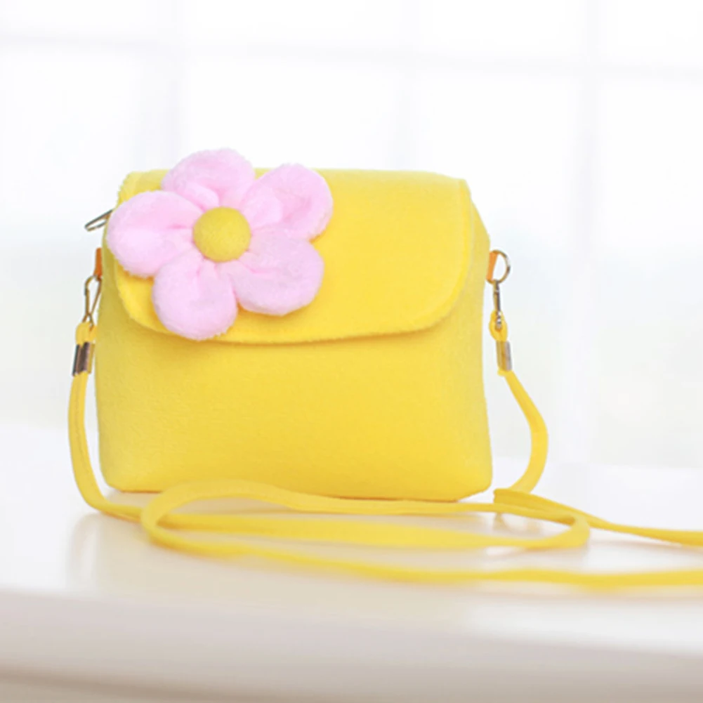 Kids Plush Flower Handbag Small Purse Shoulder Bag Gifts for Little Girls New