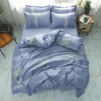 

Blue Plant flowers duvet cover Pillowcase 3pcs 220x240 /200x200 /175x220,single double queen king sizequilt covers ,bedding set