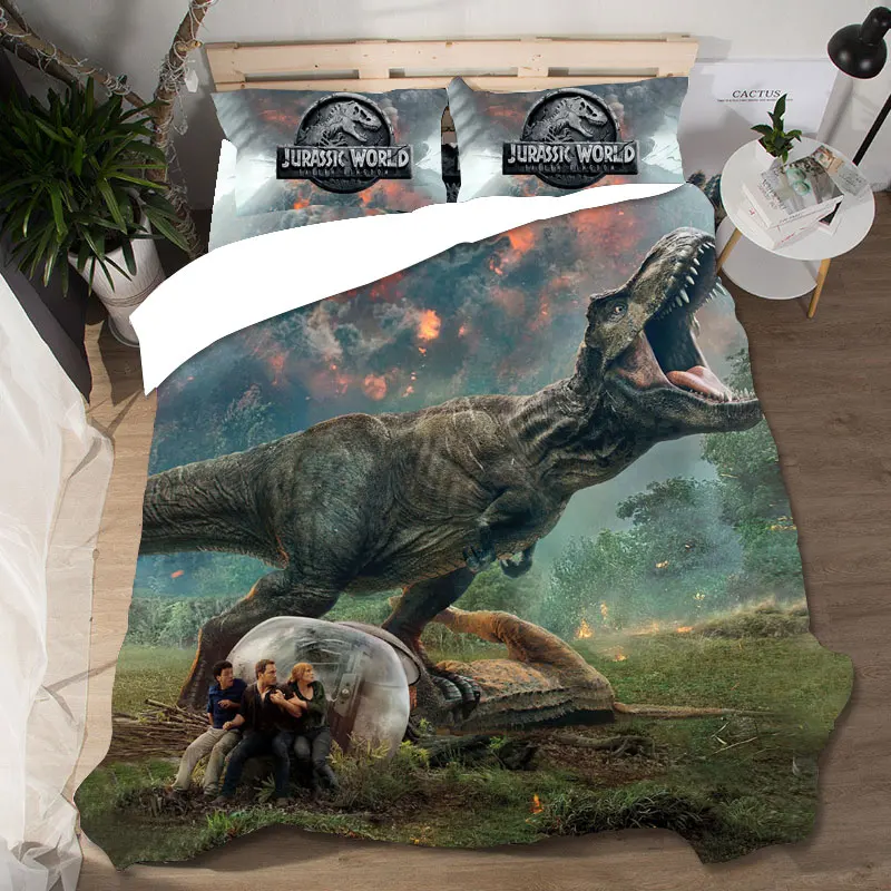 Парк Юрского периода King size 3D печать постельных принадлежностей s пододеяльник простыни наволочки постельное белье домашний текстиль