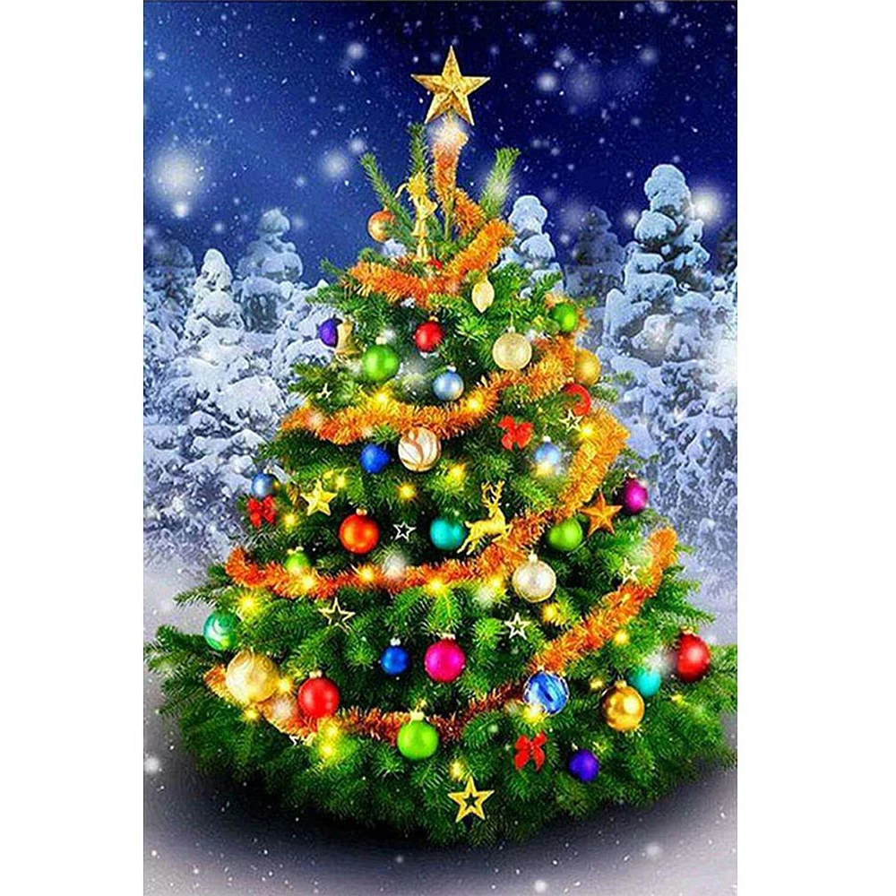 

Christmas Tree Printed Fabric 14CT Cross-Stitch DIY Embroidery Patterns Sewing Hobby Handiwork Painting Stamped Floss Halloween