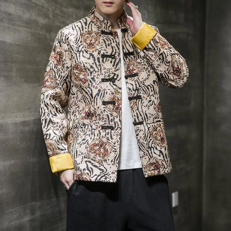 

Chinese Style Stand-up Collar Jacket, Retro Buckle Tang Suit, Loose Hanfu, Large Size, Autumn and Winter, 2024 New