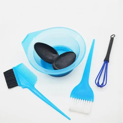 5Pcs Professional Hair Coloring Dyeing Brush Comb Ear Cover Mixing Bowl Tool Kit Professional salon hairdressing tools hairdying Blue