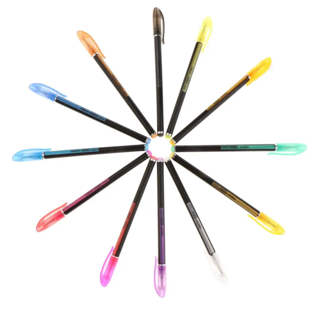 Gel Pens Set Colored Pen Fine Point Art Marker Pen Highlighter Pen 12 Colors
