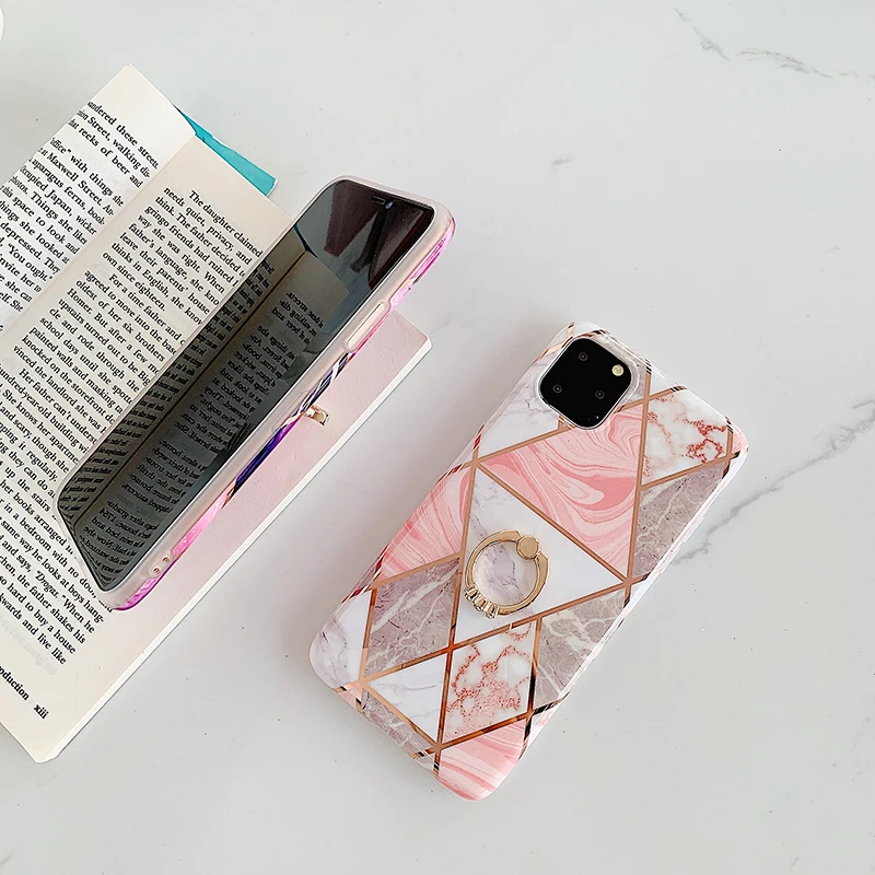 Чехол для телефона LACK для iPhone 11 11Pro Max XR X XS Max 6 6S 7 8Plus Роскошный Мраморный чехол с кольцом-подставкой