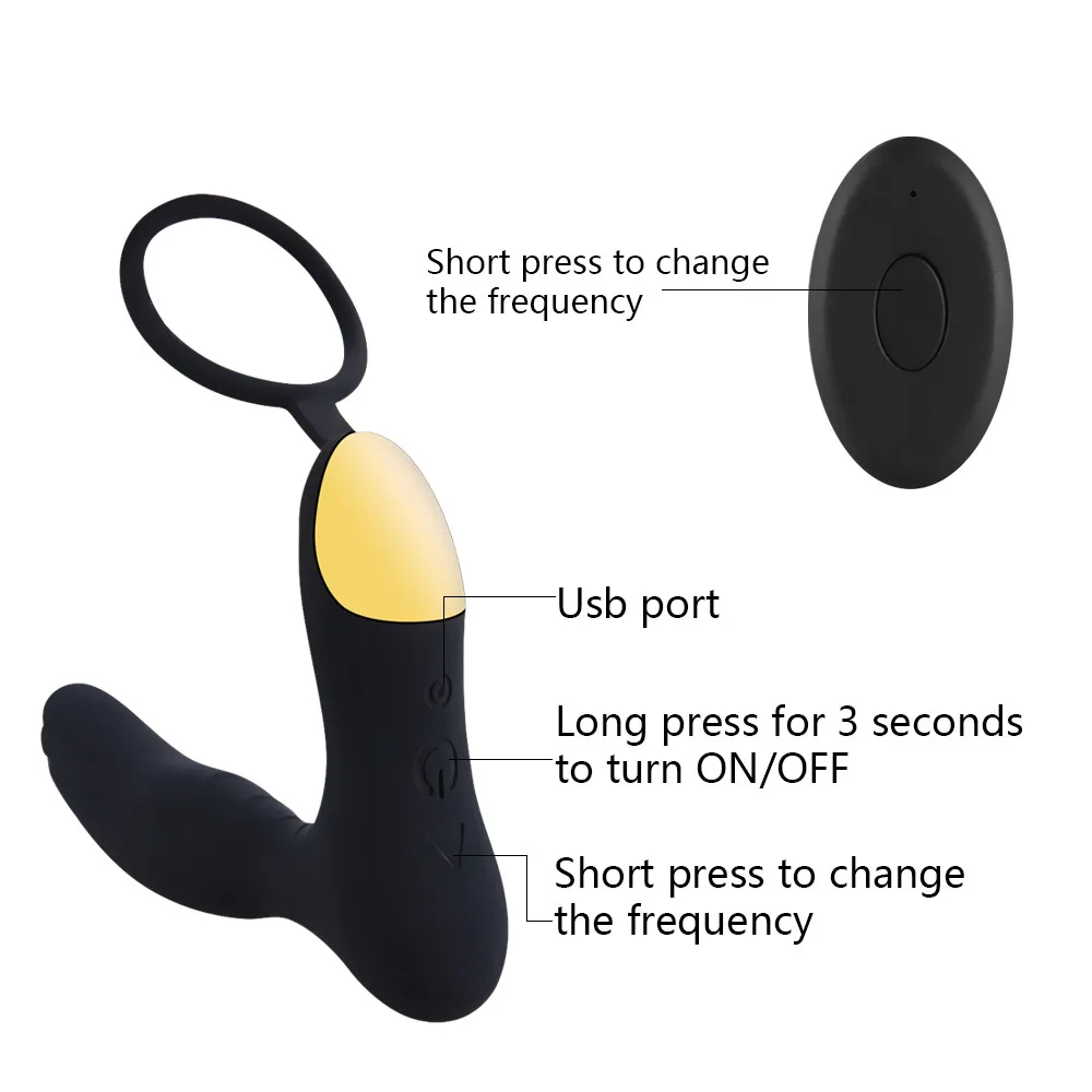 Wireless Remote Cotrol Anal Vibrator Male Prostate Silicone Massage Anal Plug Butt Plug Delay Ejaculation Ring Toys for Adults (3)