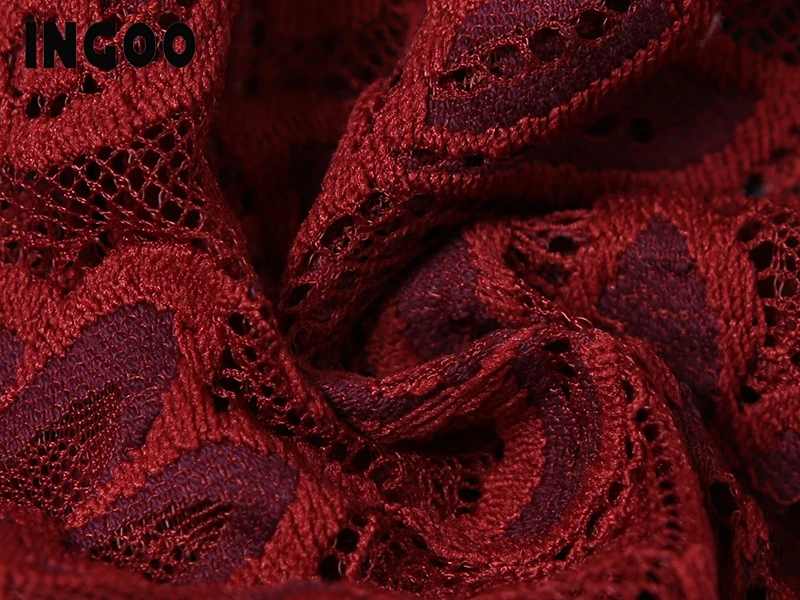 INGOO сексуальные цветочные кружевные женские боди, 3 цвета, элегантные вечерние прозрачные V-образным вырезом, с выемкой, с длинным рукавом, женские боди