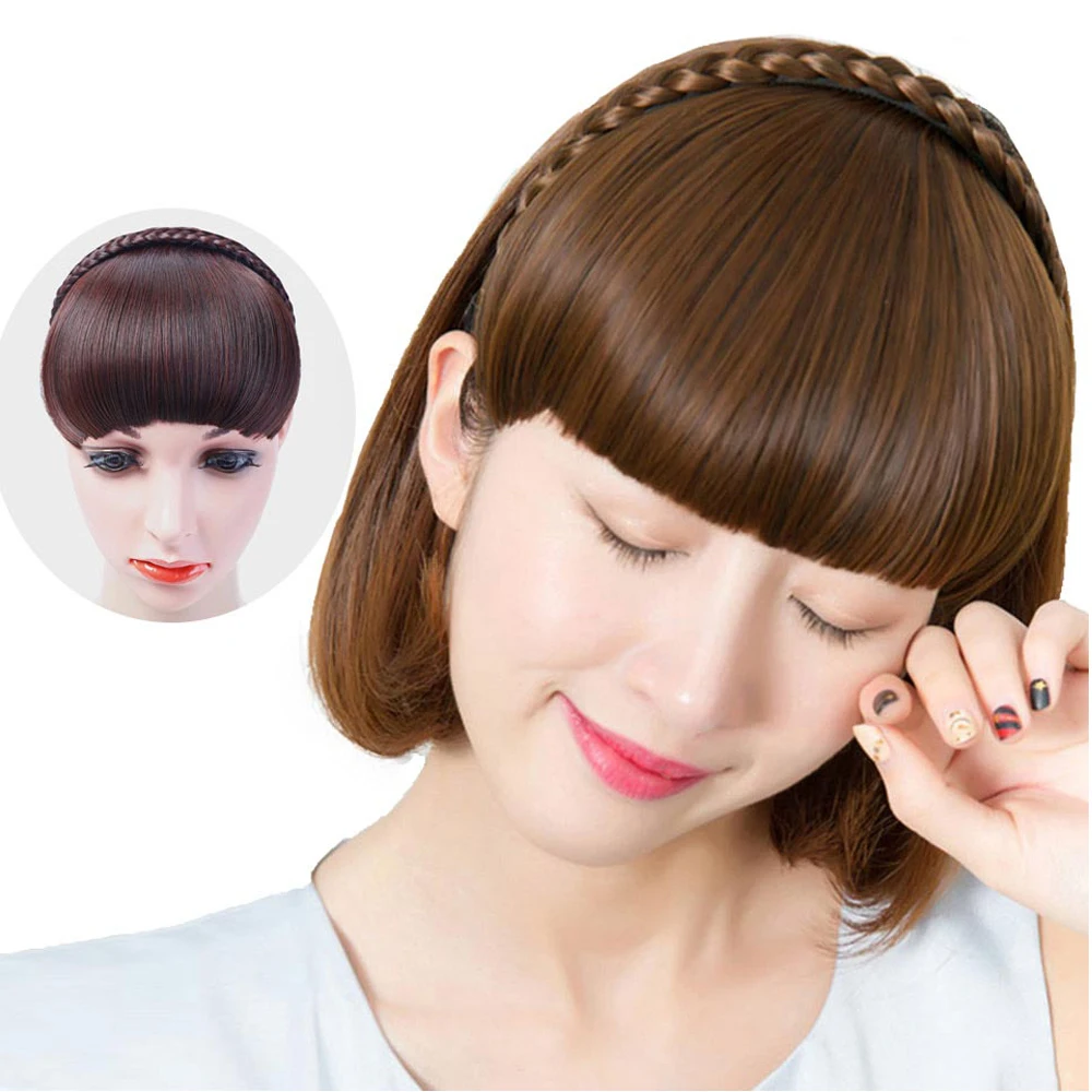 LiangMo модная челка тканая 5 цветов синтетические термостойкие края для взрослых женщин аксессуары для волос