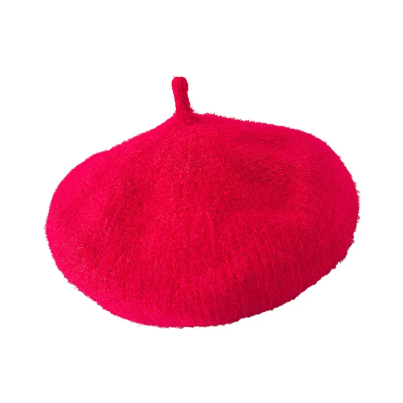 Red Новые модные детские шерстяные шапки для девочек, зимний детский берет, регулируемый головной убор для девочек, теплый берет для девочек 4-10 лет - Цвет: Red