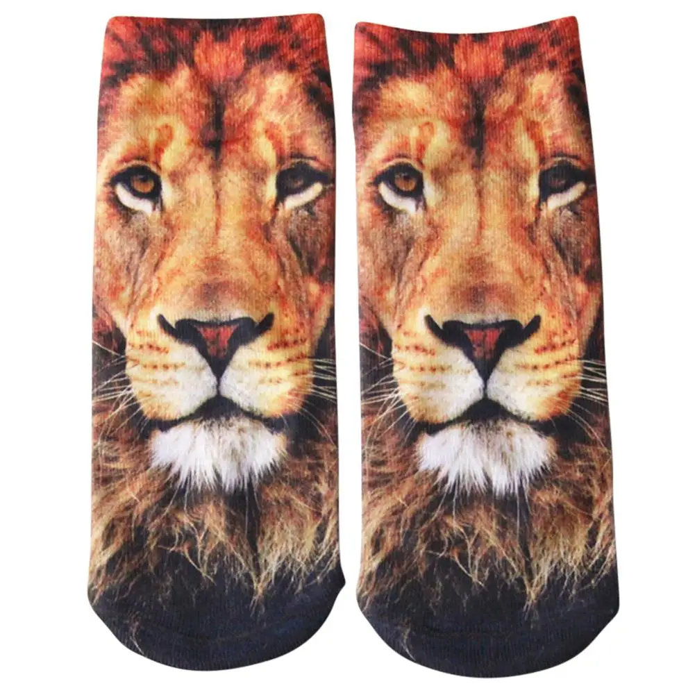 lion DSstyles женские модные персональные Harajuku стиль мультфильм рисунок принт 3D Мелкий рот короткие дышащие носки одежда носки лодки - Цвет: lion