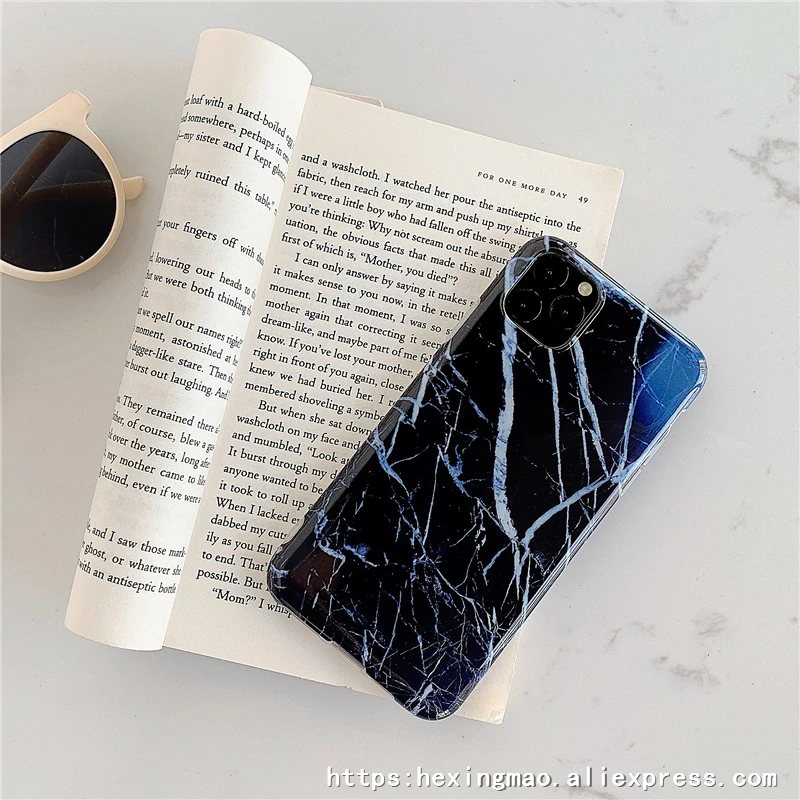 Синий мрамор с эффектом трещин чехол для телефона для iphone 11promax XR XAMAX чехол для iphone 6 7 8 плюс Забавный геометрический комбинированный узор чехол s кольцо