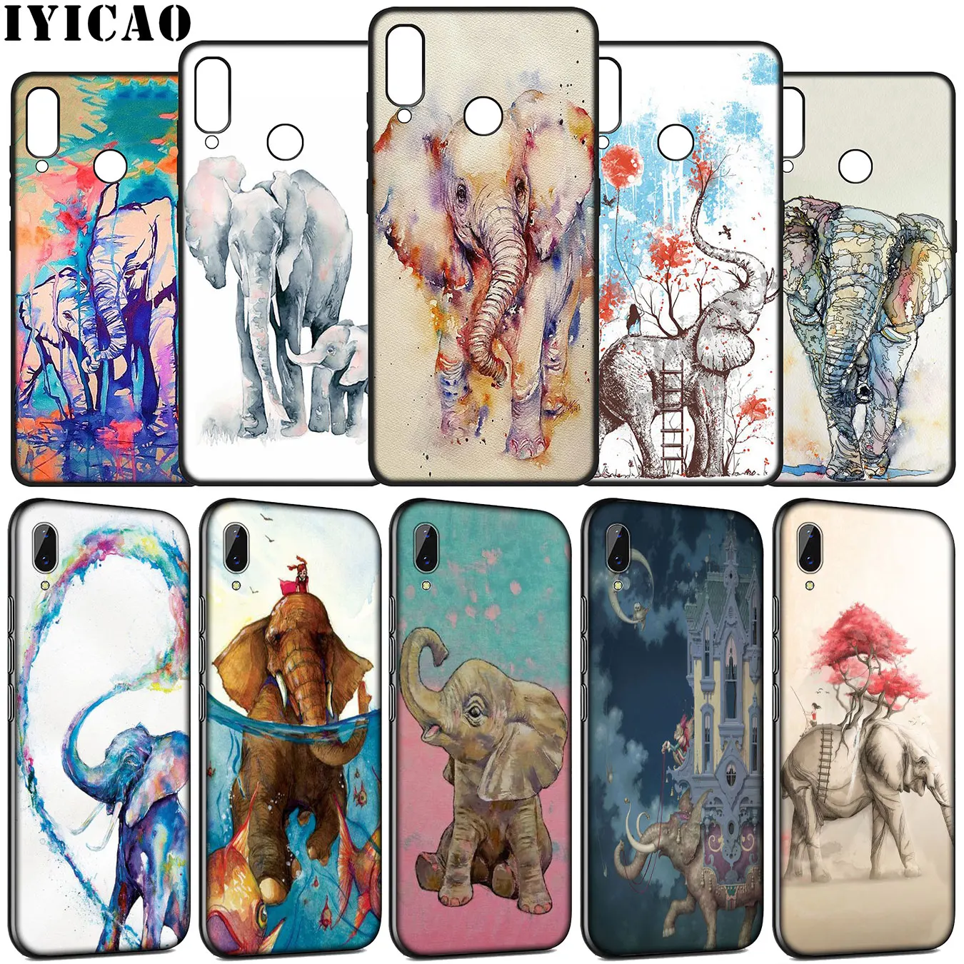 IYICAO Lovely Elephant Soft Silicone Case for Huawei Y9 Y7 Y6 Prime 2019 Honor view 20 8C 8X 8 9 9X 10 Lite 7C 7X 7A Pro Cover | Мобильные
