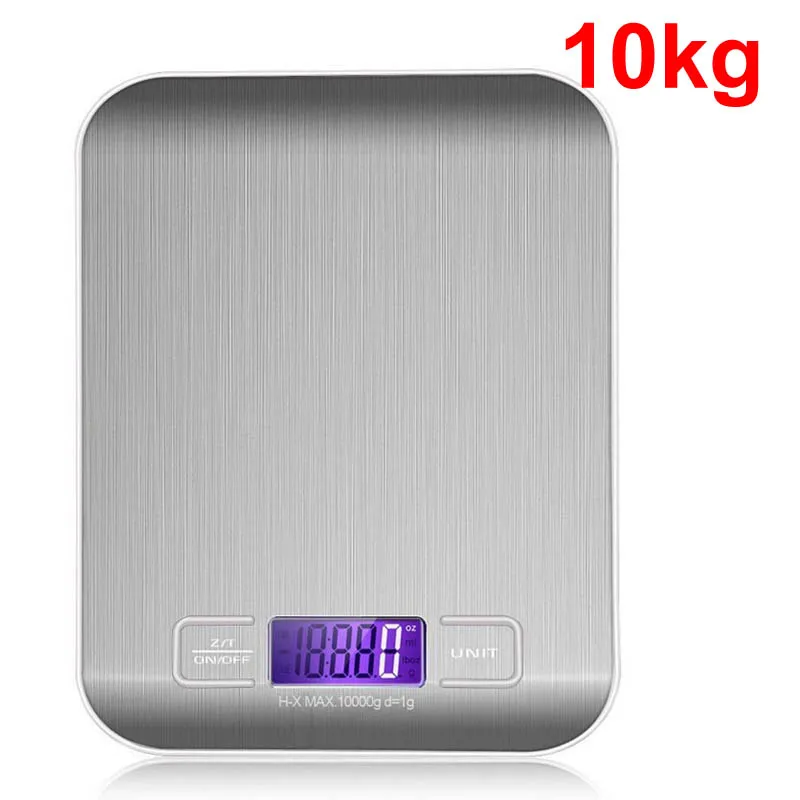 Бытовые кухонные весы 5 кг/10 кг 1 г Еда диета Почтовые весы Баланс измерительный инструмент тонкий lcd цифровой Электронные весы - Цвет: Silver-10kg