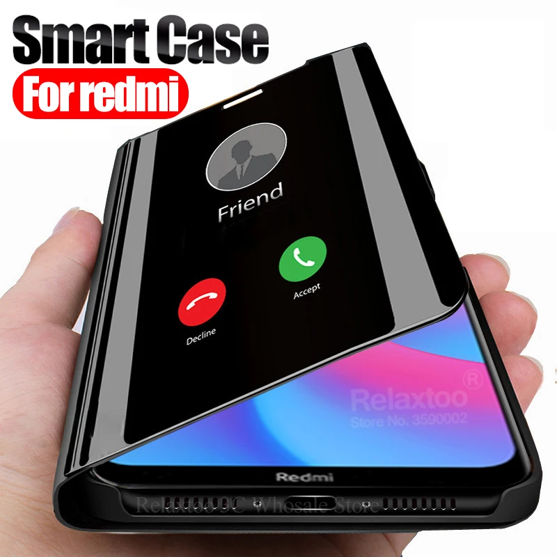 Зеркальный смарт чехол для xaiomi redmi 8a note 8 pro флип с подставкой xaomi 7 7a note7 note8