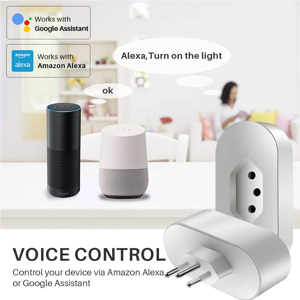 WiFi Smart Plug бразильский стандарт 16A интеллектуальная розетка синхронизации с монитором энергии управление приложением работает с Alexa Google Assistant