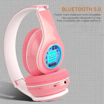 

Macaron Bluetooth Headphone Wireless Bluetooth 5.0 Cute Girl Foldable Headphone HIFI Stereo Earphone With MIC TF Card For iPhone