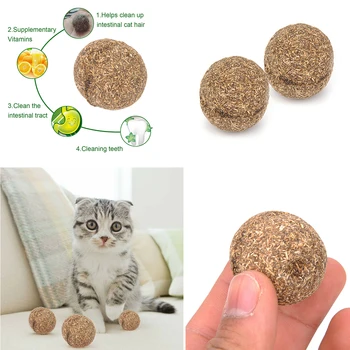 

2/3/5 PCS Natural Cat Mint Catnip Ball Safe Edible Catnip Chase Toy Emotionally Soothing Cat Hair Cleaning Pet Supplies 3.2CM