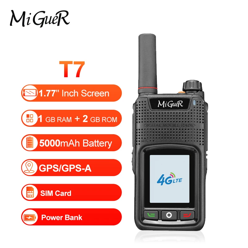 

MiGueR T7 4G LTE Walkie Talkie SIM Card Public network intercom GPS GPS-A Precise Positioning Transceiver Realtime Communication