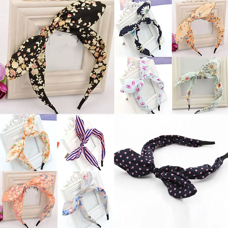 

Big Bow Makeup Wash Face Non-Slip Hair Accessories Metal Wire Scarf Rabbit Ears Hair Hoop Floral Dot Striped Bowknot Headband