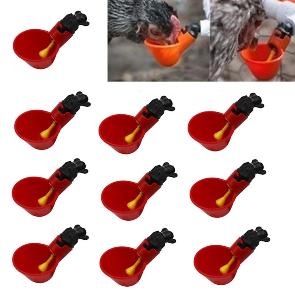 10PCS Feed Automatic Bird Coop Poultry Chicken Fowl Drinker Water Drinking Cup For Chicken Feeder Fowl Cook Bowl Feeder#Y20