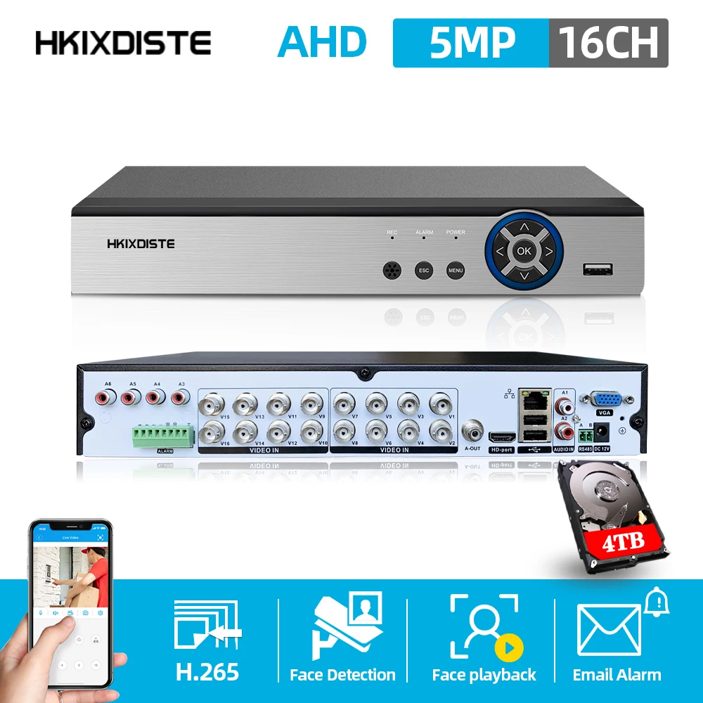 4 канала 8 каналов/16 каналов AHD CCTV DVR H.264 5 Мп/4 МП CVI TVI аналоговая IP-камера A5 0