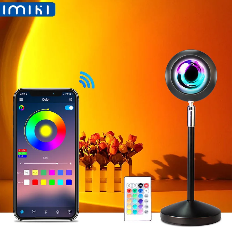 

IMIKI USB Sunset Rainbow Light Projector Night Light Valentines Day Gift Lamps Bedroom Bar Coffee LED Atmosphere Lights