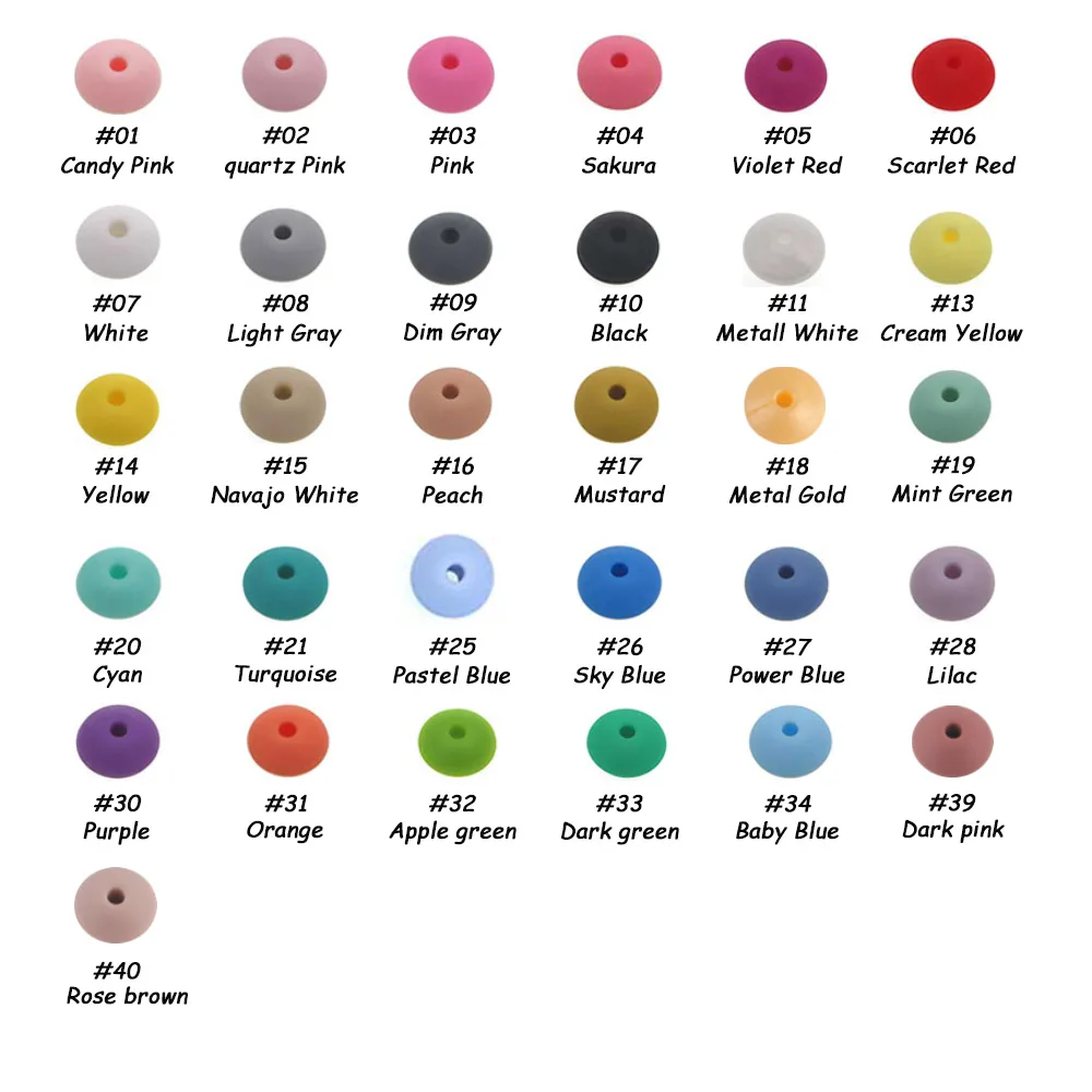 Silicone Beads Lentils Beads Silicone Beads Abacus Lentils 12mm DIY Pacifier Chain Clip For Pens Jewelry Keychain Making 50/100Pcs/lot