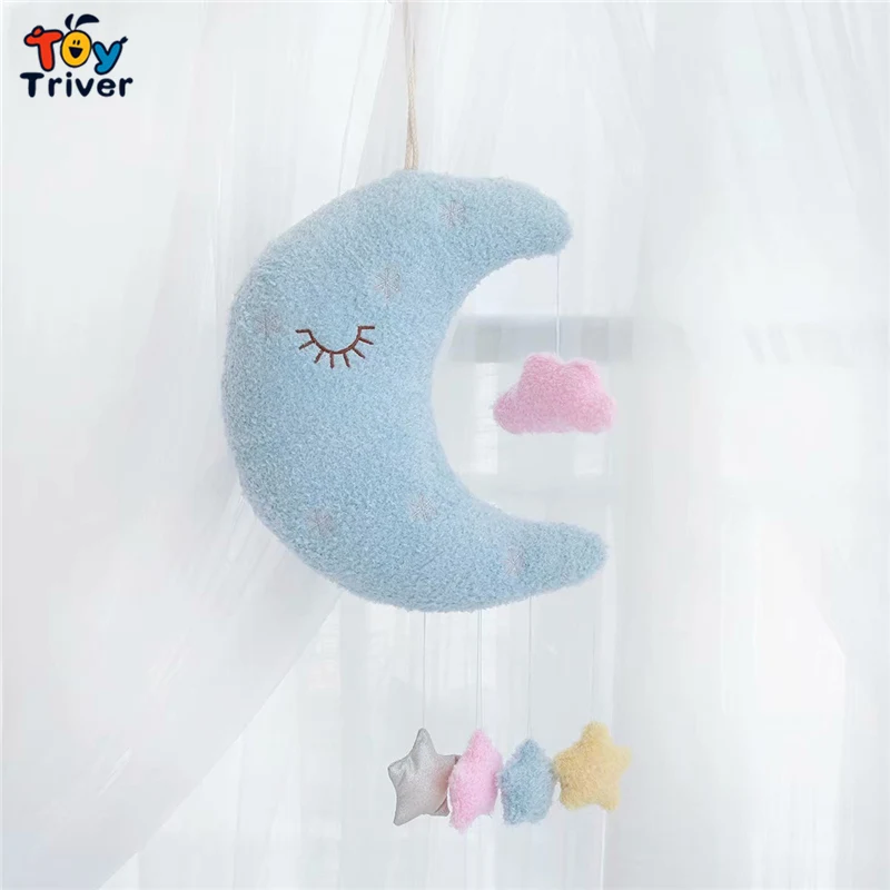 moon blue Облако звезда Луна плюшевая игрушка мягкая кукла Детские Девочки поделки для декора комнаты палатка Висячие постельные принадлежности кроватки бамперы фотография реквизит подарок - Цвет: moon blue