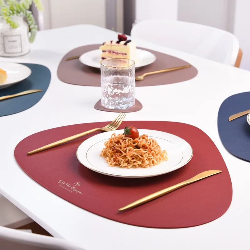 

10% Off 2 Pieces Placemat Placemat Placemat PU Leather Placemat Dish-shaped Coaster Table Mat Insulation Non-slip Simple