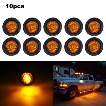 

10pcs 3LED 12V 3/4 Inch Universal Front Rear Bullet Indicator Light Truck Trailer Round Side Marker Lamp For Car RV Truck Pickup