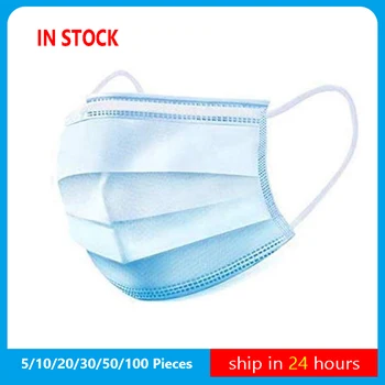 

3 Layer Disposable mask 5-100pc Non Woven Anti Dust Mouth-muffle Face Masks Mouth Cover