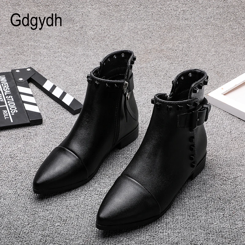 Женские ботильоны с заклепками Gdgydh черные кожаные вечерние ботинки челси на