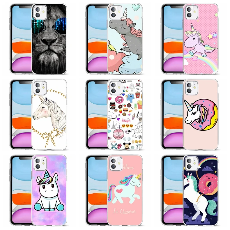 Soft Phone Case For iPhone 6 7 XS Max Covers TPU Colorful Unicorn Lion Leopard Pattern Fundas X XR Z044 |