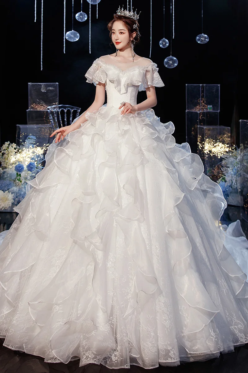 Wedding Dress Gryffon Luxury Lace Ball Gown Classic Cap Sleeve Princess Dresses Plus Customize
