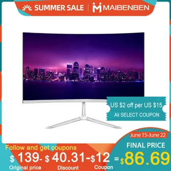 

23.8 inch 75HZ curved gaming monitor narrow bezel design 7.5mm slim 1920*1080 FHD IPS blue-ray fliter no-splashing