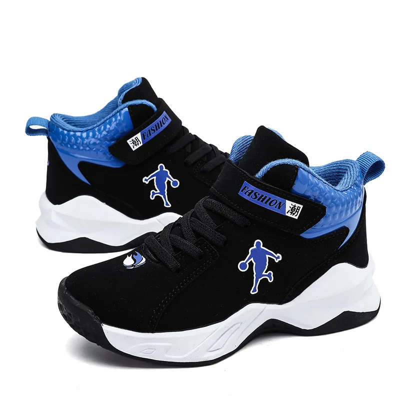 Обувь для детей, спортивная обувь для детей баскетбольные кеды для мальчиков баскетбольные Ретро 1 кроссовки в стиле ретро 11 Спортивная обувь; спортивная обувь - Цвет: BlackBlue