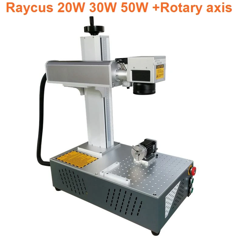 

20w 30w Raycus PVC ABS ring name plate aluminum stainless steel fiber laser marking machine metal laser engraver with rotary
