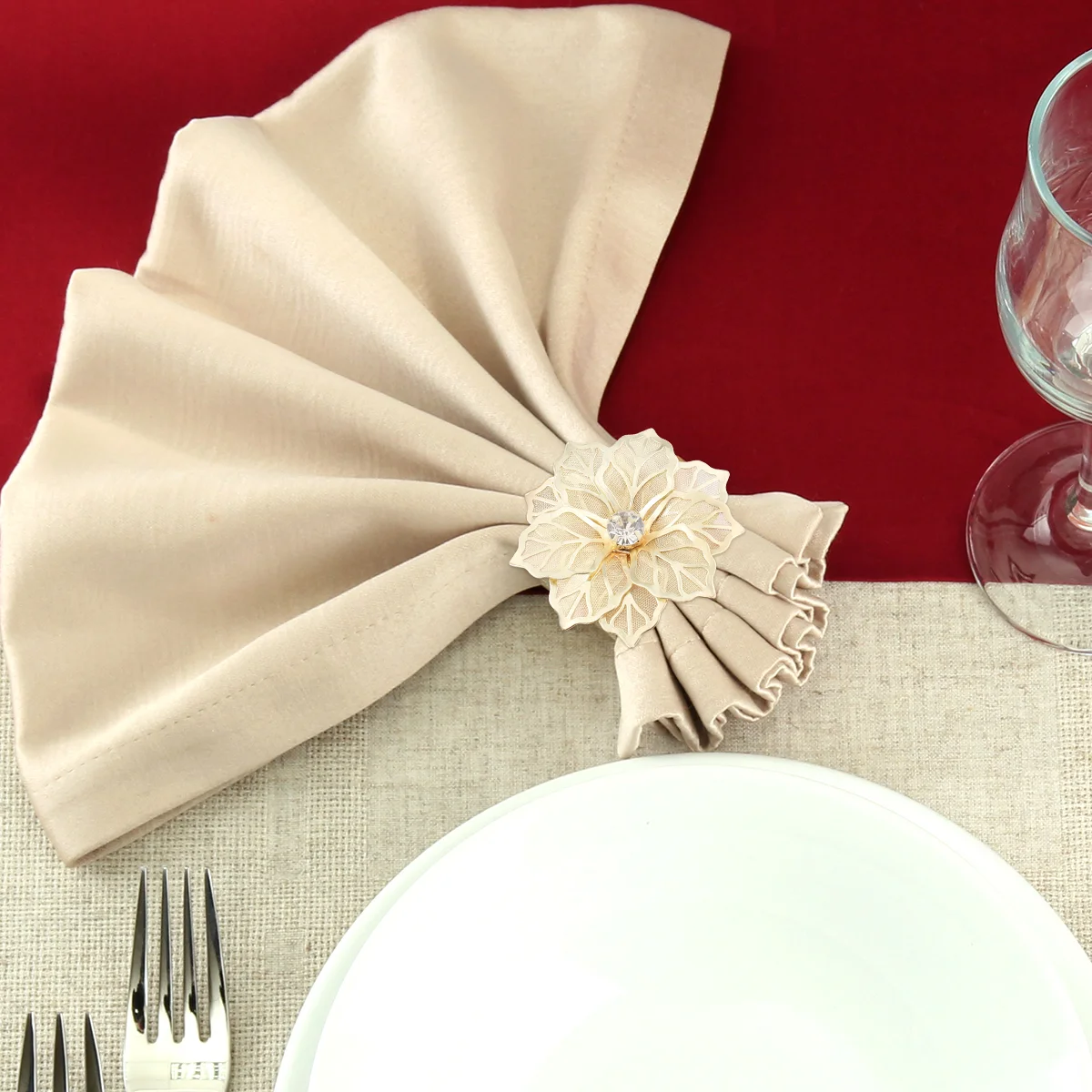 15pcs Napkin Rings Flower Design Napkin Holders for Dinner Party Banquet Wedding 