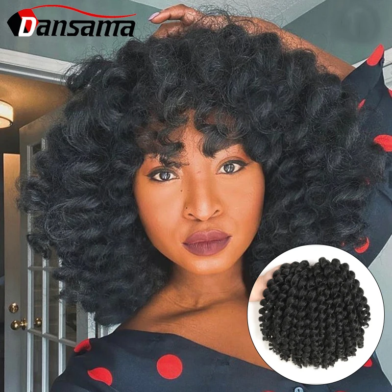 

DANSAMA 8inch Jamaican Bounce Ombre Braiding Hair Jumpy Wand Curl Crochet Braids Synthetic Crochet Hair Extension for Women