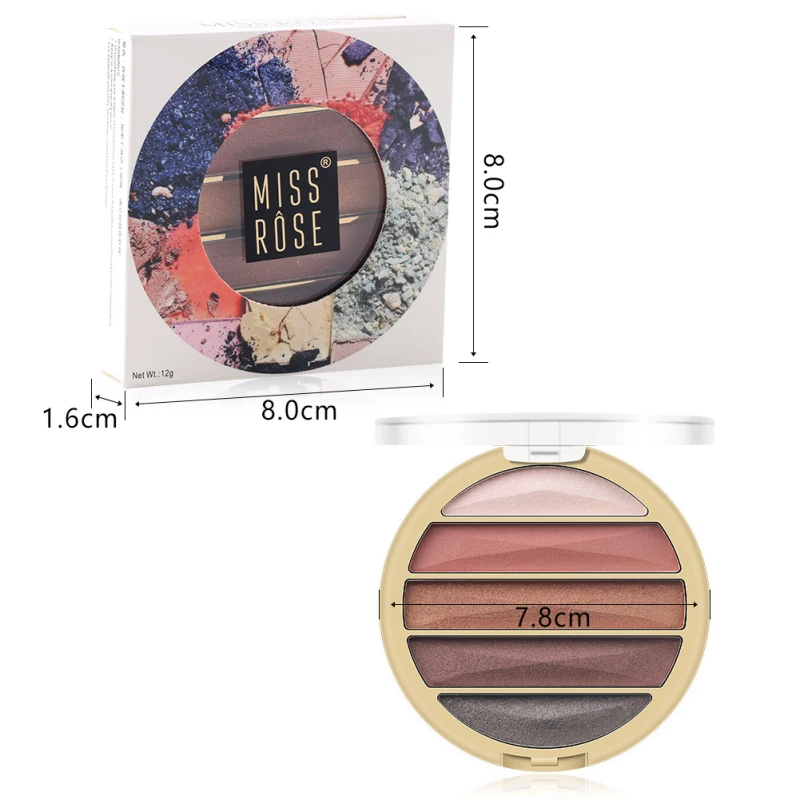 MISS ROSE, 5 цветов, блестящие, натуральные, матовые, тени, обнаженные, дымчатые тени, для глаз, стойкий макияж, тени для век, палитра, косметика, TSLM1