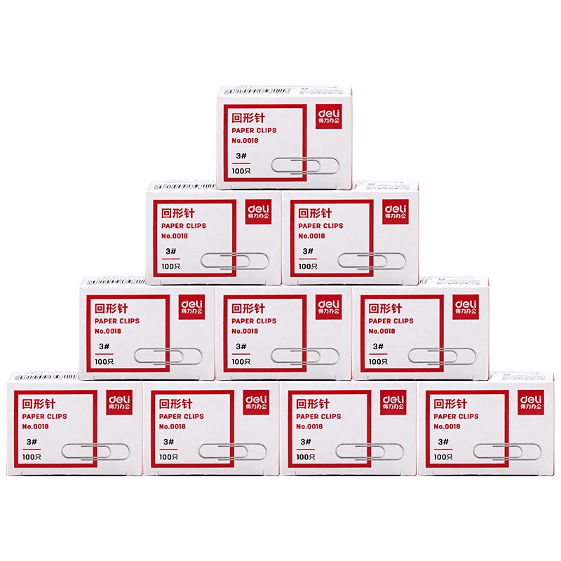 3 boxes 100pcs each box paper clip metal nickel plated paper clip 3#100 paper clip office supplies stationery deli 0018