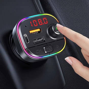 

Car Mp3 Music Player Bluetooth Adapter Type-C Bluetooth 5.0 FM Transmitter Dual USB Charging Car Quick Charge