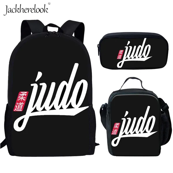 Комплект из 3 предметов, школьные сумки Judo для мальчиков и девочек, крутой Детский рюкзак первоклассника, сумка для книг, детская коробка для завтрака, пенал - Цвет: HK3261CGK