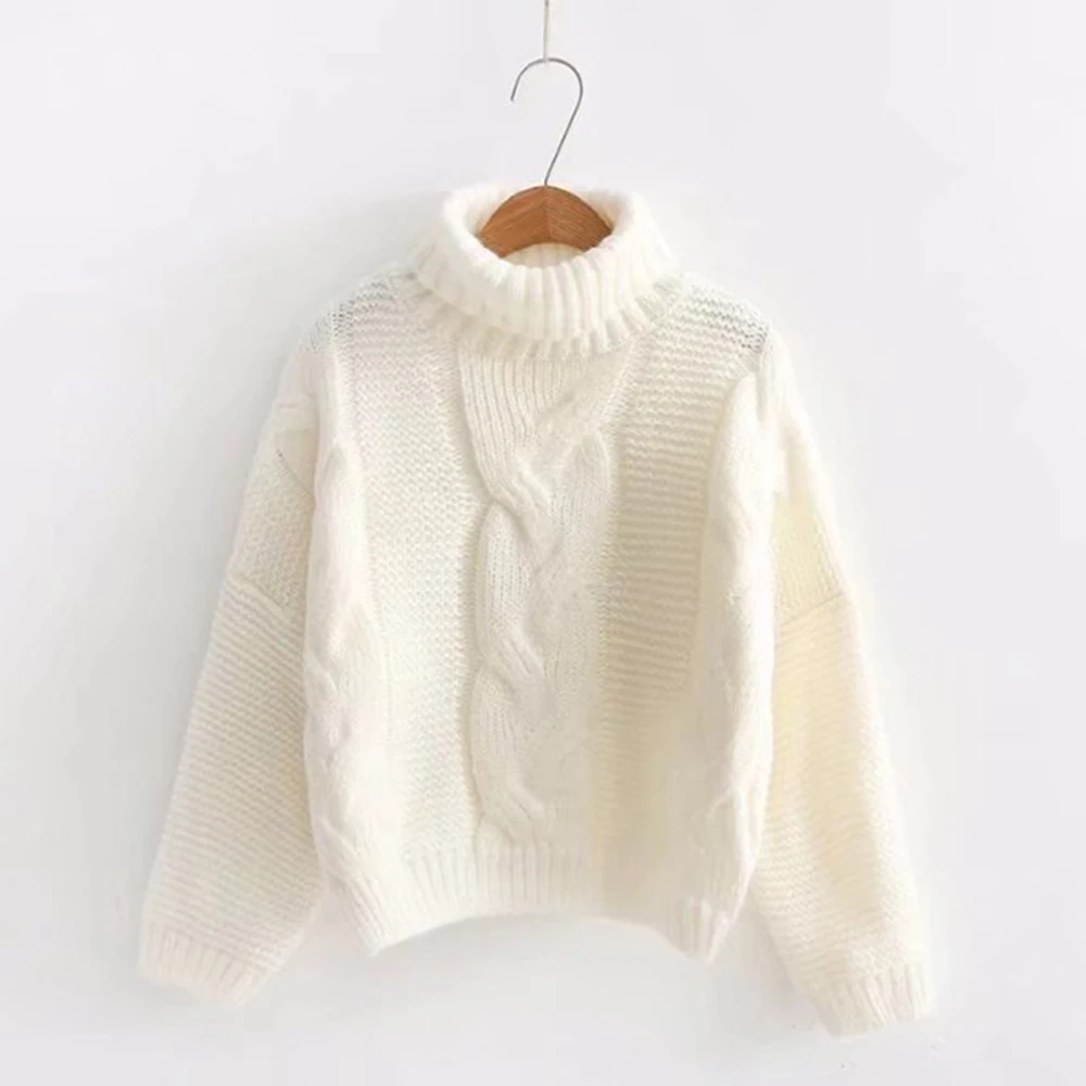 white Women Turtleneck Sweaters Autumn Winter Pull Jumpers European Casual Twist Warm Purple Sweaters Female Oversized Sweater - Цвет: white