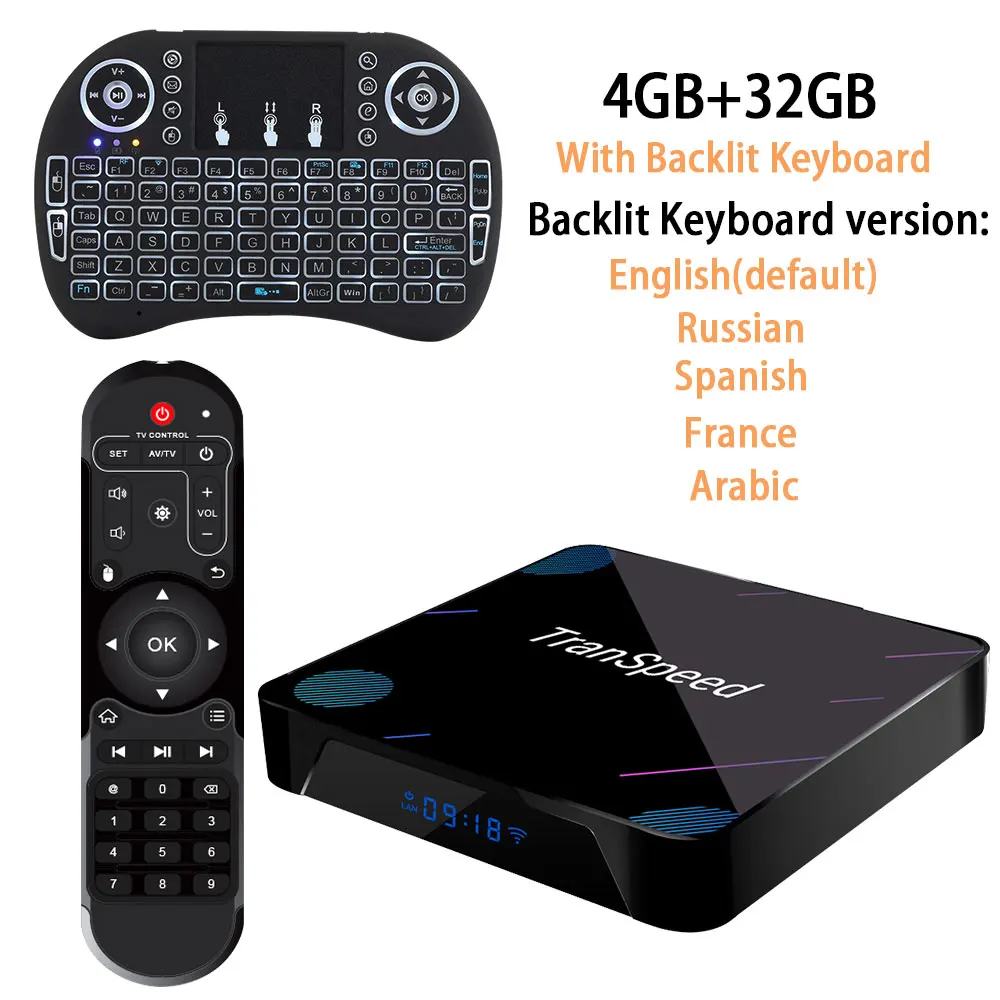 Transpeed X3 Plus Android 9,0 tv Box 4K 8K Amlogic S905X3 4GB 32G 64G 128G 1000M wifi 1000M Ethernet Bluetooth голосовой помощник - Цвет: 32G with Keyboard