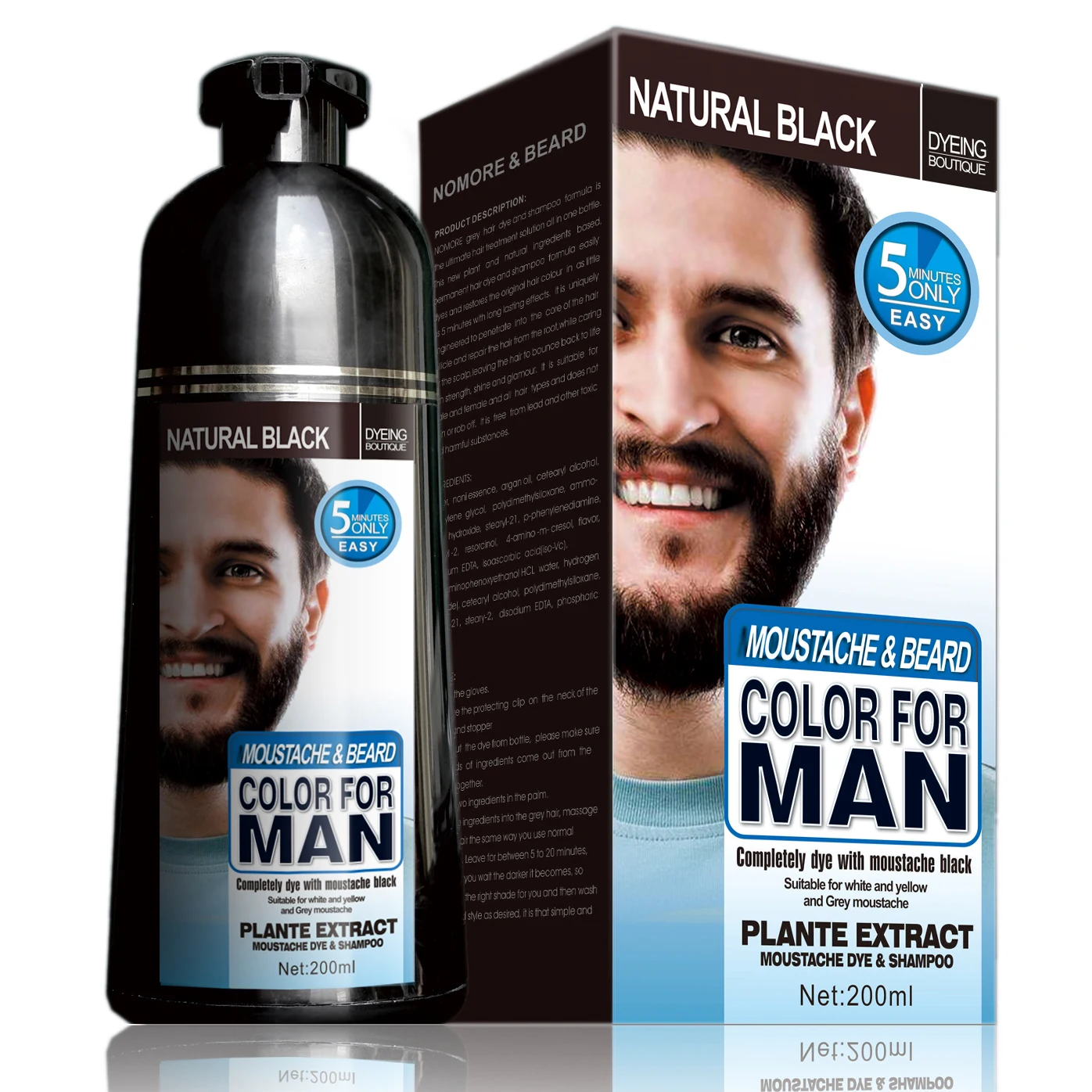 Mokeru 0ml 2pcs Lot Easy Using No Harm Fast Dye Black Natural Beard Coloring Dye Shampoo For Men Beard Dying Hair Aliexpress Beauty Health