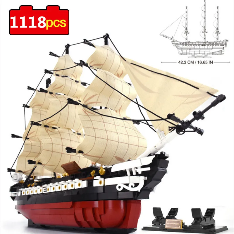 

1118PCS Sailing Frigate Ship Model Building Blocks Creator Boat Bricks Ancient Battleship Bricks DIY Toys Gifts For Children Kid