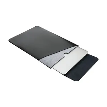 

15.4" Men Women Felt Laptop Sleeve Case Bag PU Leather Sleeve Pouch Cover for Macbook Computer Mouse Pad Design Portable