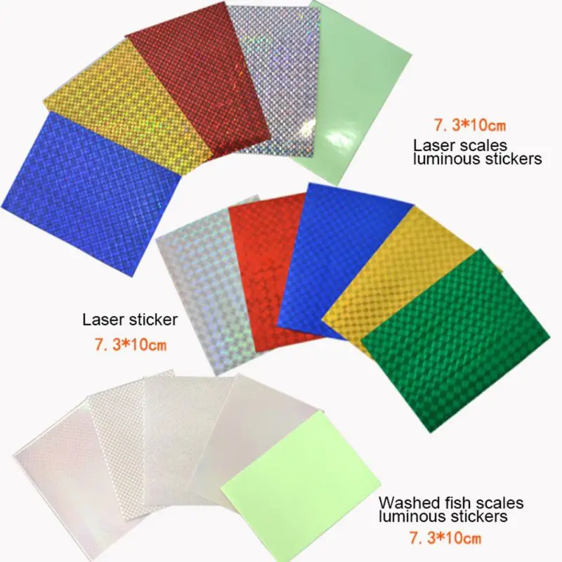 

5pcs/set DIY Adhesive Sticky Paper Fishing Lure Stickers Fish Scale Laser Holographic Luminous Sticker Fishing Lure