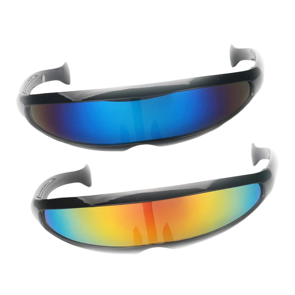 Pack of 2 Novelty Futuristic Cyclops Mirrored Sunglasses Costume Glasses for Adults Kids